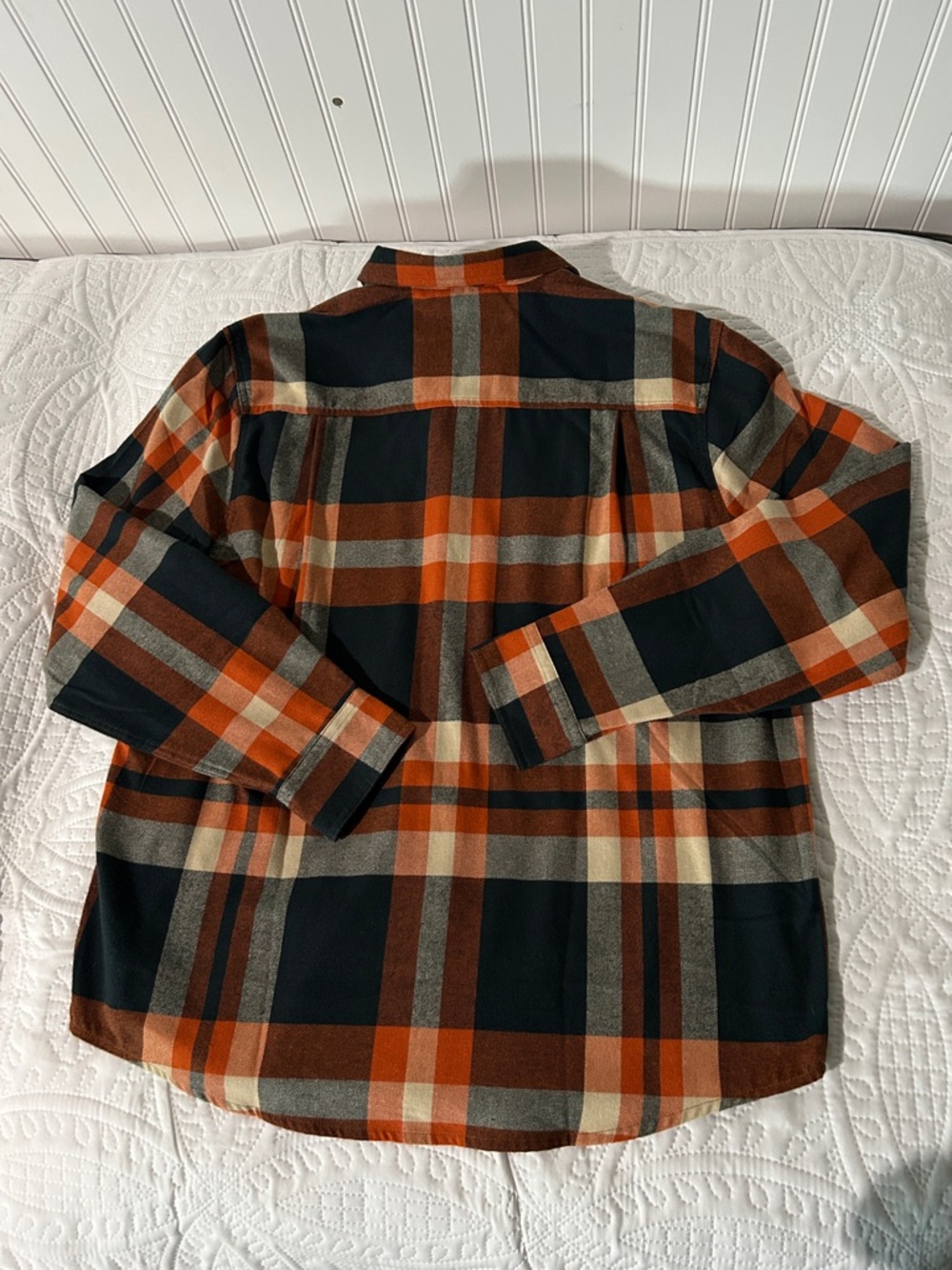 Men's Plaid Button-Up Shirt - Orange, Teal  & Cream Sz: XL - Picture 4 of 4